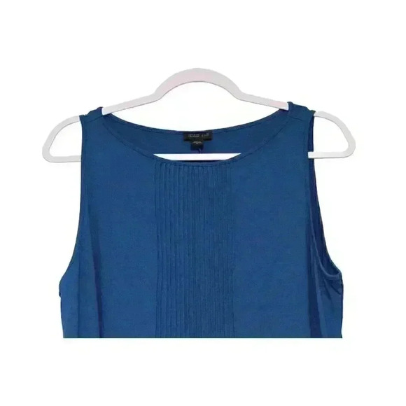 J Jill Wearever Collection Dress Size Medium Cobalt Blue Pintuck Pleat Stretch - Picture 2 of 14